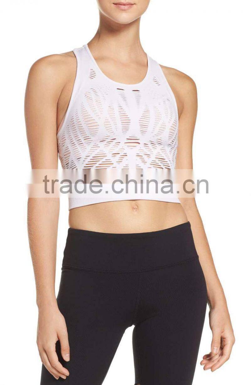 MGOO Hot Sale Sexy Ladies Slim Fit Crop Top Breathable Womens Sport Racer Back Tank Top