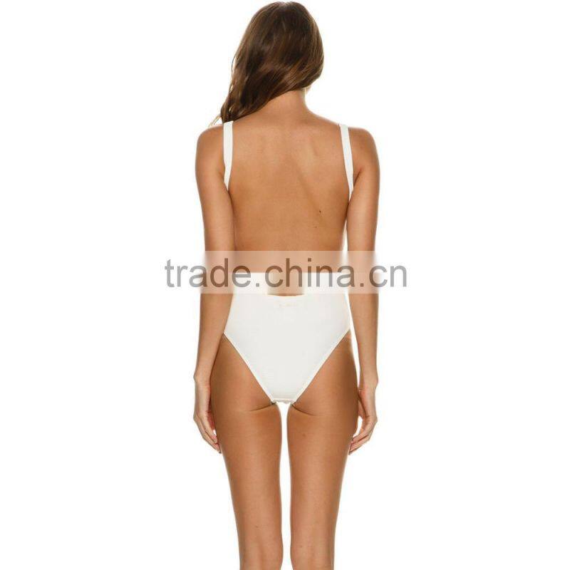 Line Up Ladies One Piece Customizable Ribbed Fabric New Design Womens Swimsuit High Cut Legs Nylon Stretchy Swimwear