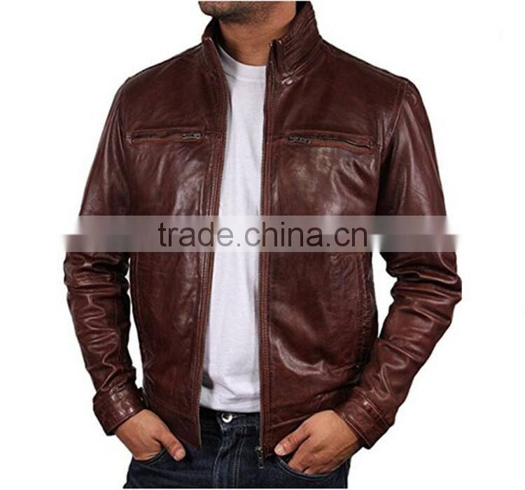 Hot sale prices men motorcycle leather jacket