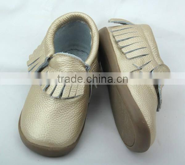Wholesale durable fashion hard sole toddler baby handmade leather shoes