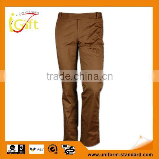 men's 100%cotton twill brown pants