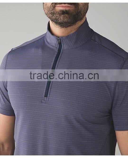 Classical Solid Color Contrast Piping 1/4 Zipped Pullover Sport Sweatshirt