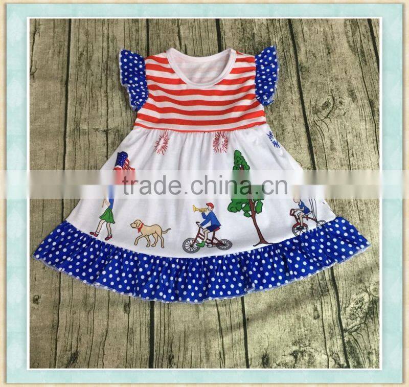 2017 july 4th childrens sleeve dress wintersweet print pattern unicorn clothing baby girls dress