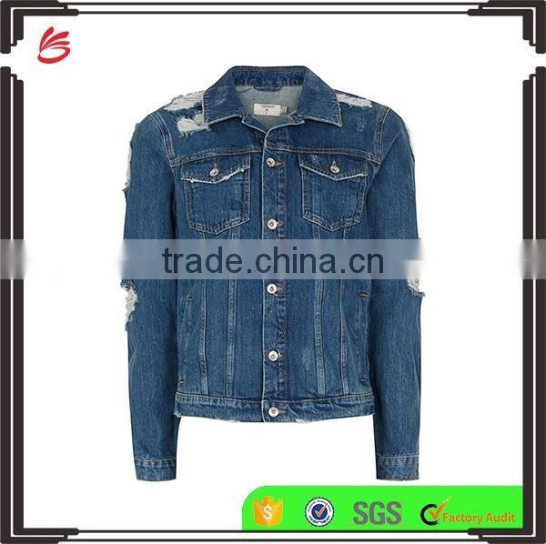 Fashion model custom 100% cotton jean jackets men wholesale Fitting Cropped fancy Denim Jackets