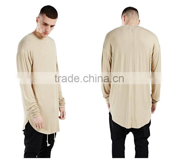 mens cotton viscose/rayon soft plain oversized curved hem long line dress t shirts