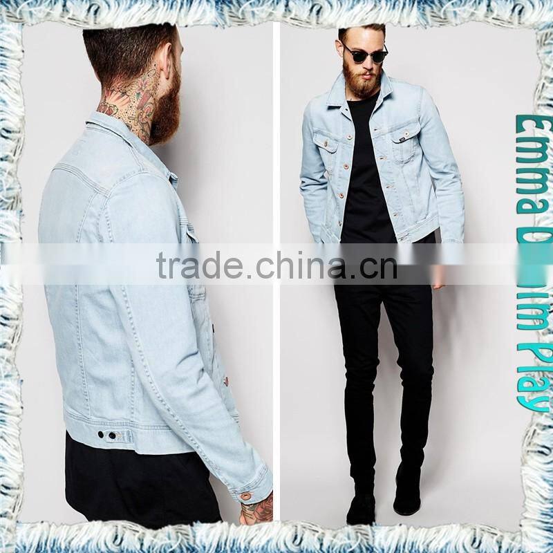 EMMA PRIVATE CUSTOMIZED MADE Vogue Mens White Blue Regular Fitted Denim Jackets