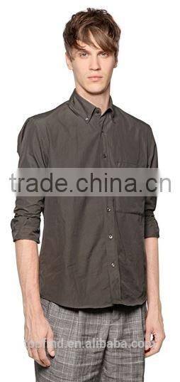 Fashion plain color long sleeve linen shirt for man