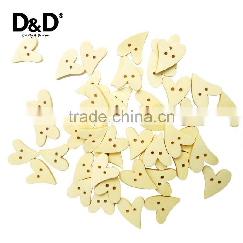 D&D 12PCs/Set Wooden Buttons Heart-Shape Handmade Carved Decorative Buttons Sewing Scrapbooking Crafts 1.9cm*2.4cm