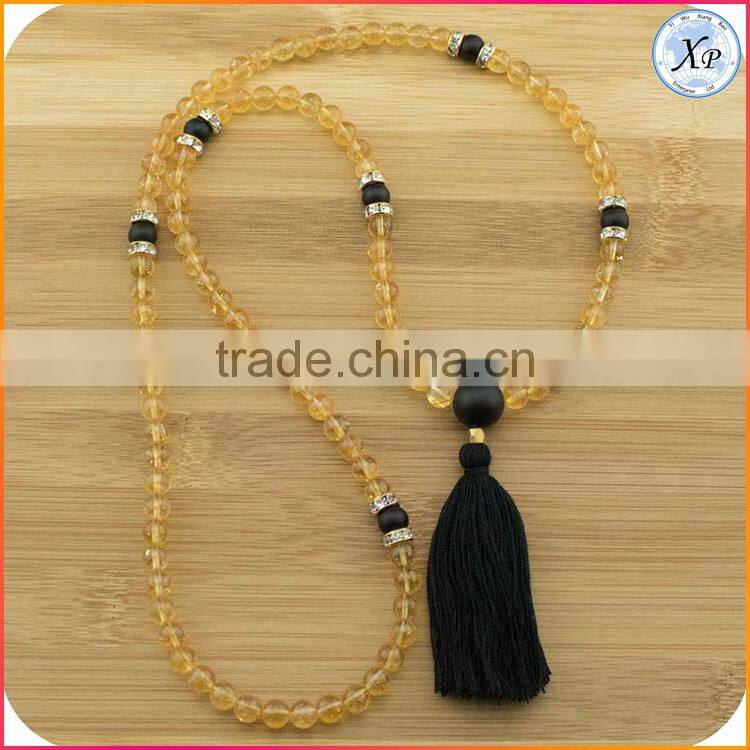 XP-PN-1484 Acrylic mala bead long tassel necklace