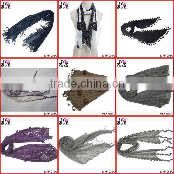 Wholesale new fashion lady's embroidery cotton shawl scarf