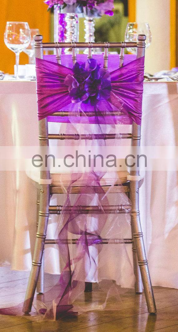 Newest Design Fancy Shiny Purple Wedding Tiffany Ruffle Chair Sash