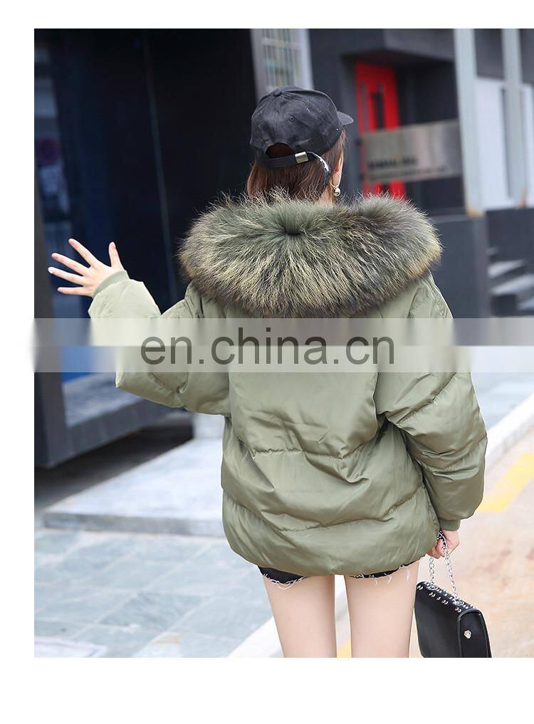 2017 Hot Selling New Design Women Real Big Raccoon Fur Collar New Down Coat