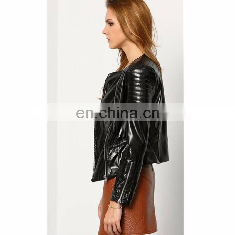 latest lady leather reflective original leather jacket