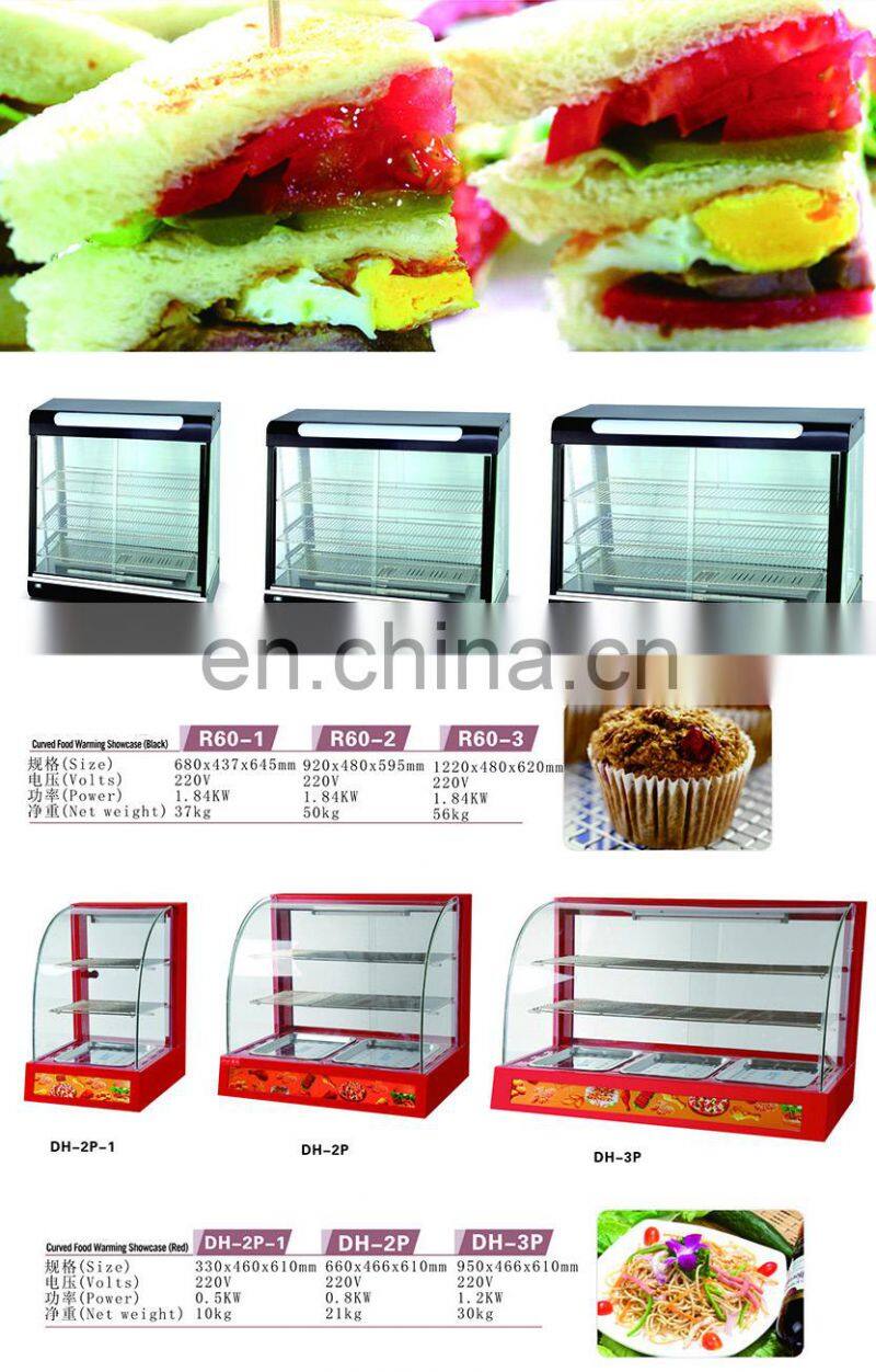 Curved Glass Warming Showcase Cooked Cabinet Cooked Food Preservation Tank Thermal Container Cooking Tools