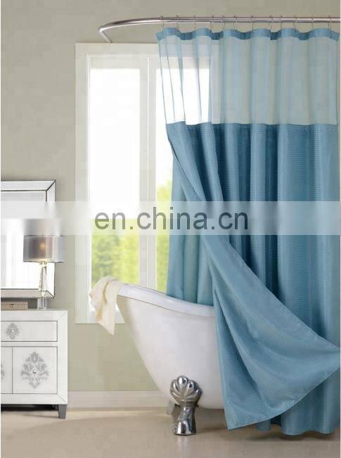 China Suppliers Luxury Hotel Hookless Shower Curtains Snap with Grommets Detachable Liner in White Gray Fabric
