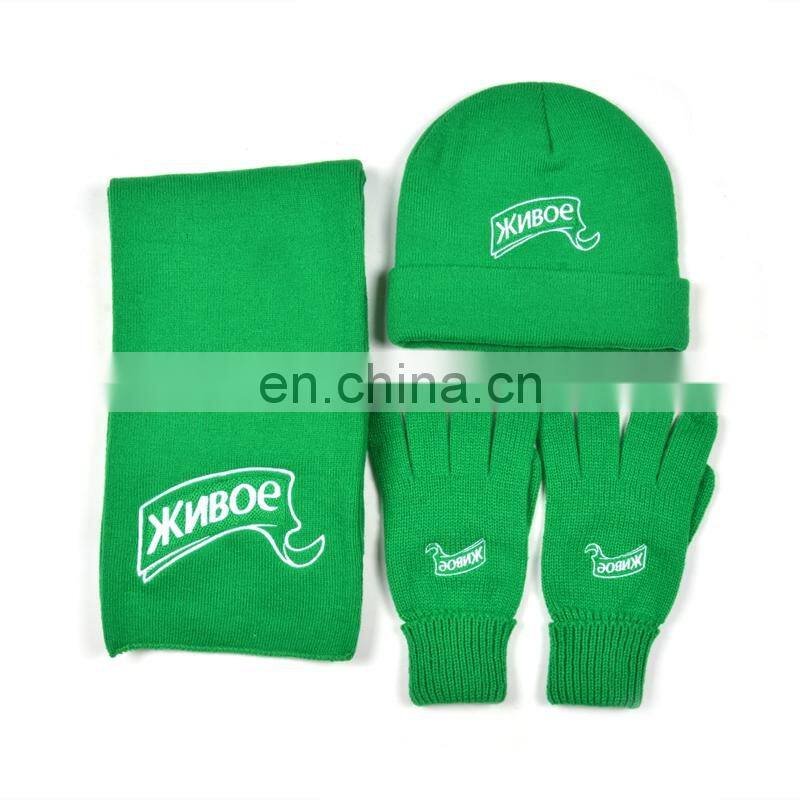 Cheap winter beanie hat scarf and gloves set