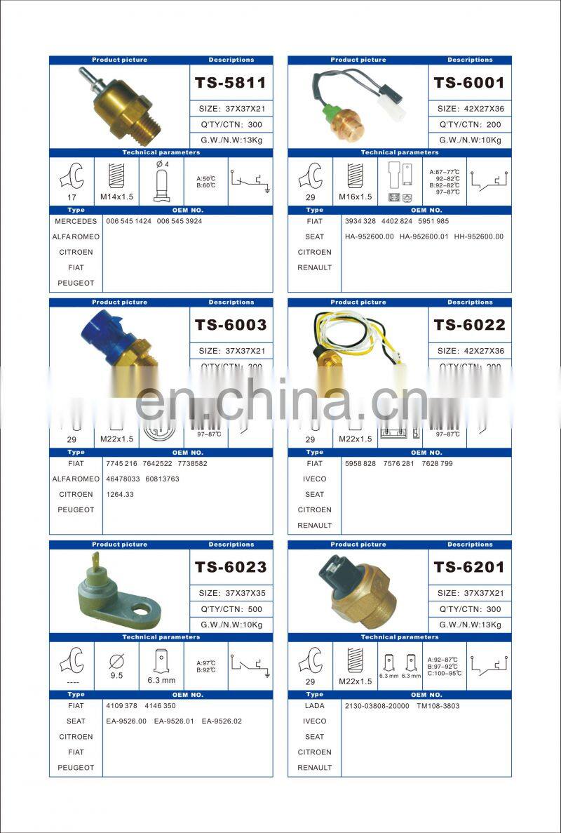 Radiator Fan Switch for Fiat UNO OEM 5951985 HA-952600.00 HA-952600.01