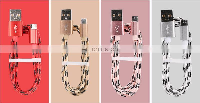 Golden SKY Colorful 2A Fast Charging Line Nylon 1m Mobile Phone Data Cable USB for Android Type-C Data Line