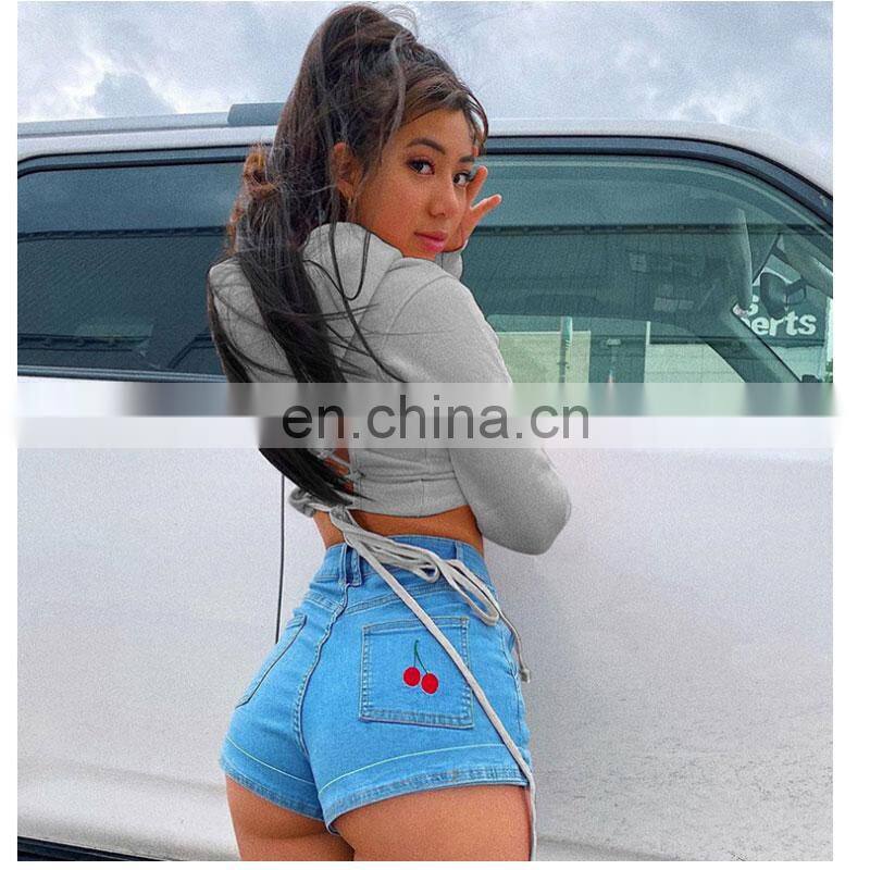 Wholesale custom spring and autumn new lace-up hollow cropped hooded sweater