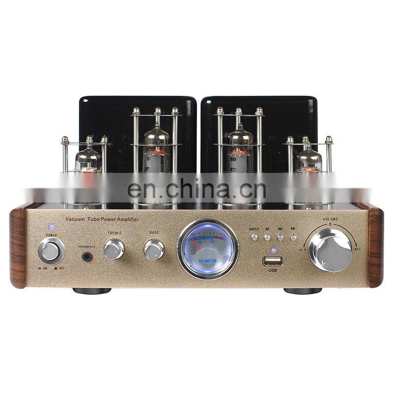 AV-2030 Black/Gold 30Wx2 Headphone Amplifier Vacuum Tube Power Amplifier with DAC VU Meter Fits Home Speakers