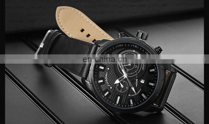 SINOBI Grid Texture Man Watch Car Wristwatches S9786G Small Three Pins Hand Watches Dark Black Style Watches