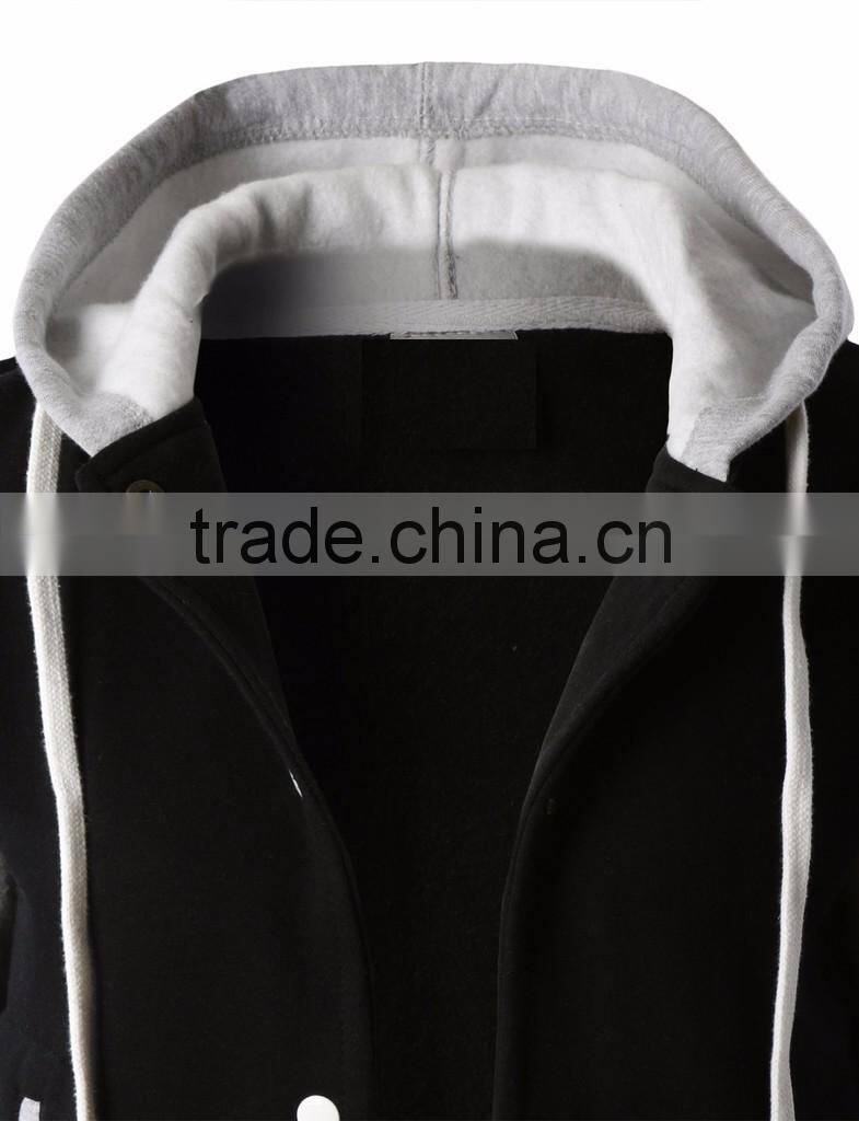 Letterman Varsity Baseball Hoodie Mens Jacket - Removable Hood