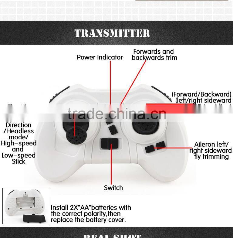 2015 hot sale 2.4G 4 CH 6-Axis Gyro CX-10A with light headless 3D flip helicopter