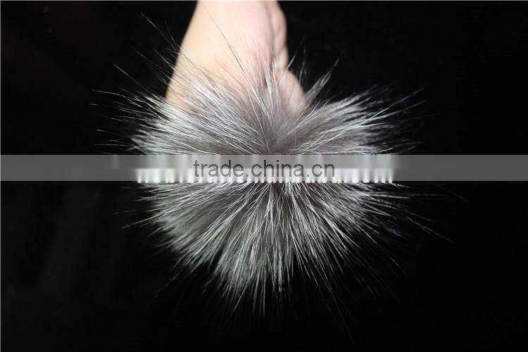 100/100 Real Silver Fox Fur Ball Pom Poms Key Chain Hat Cap Handbag Accessories