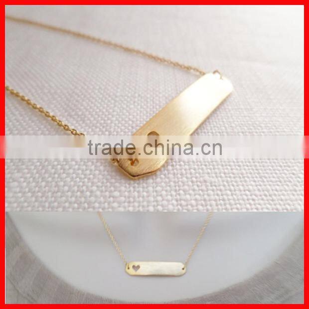 plain pure silver 925 sterling silver two layer long bar triangle silver necklace