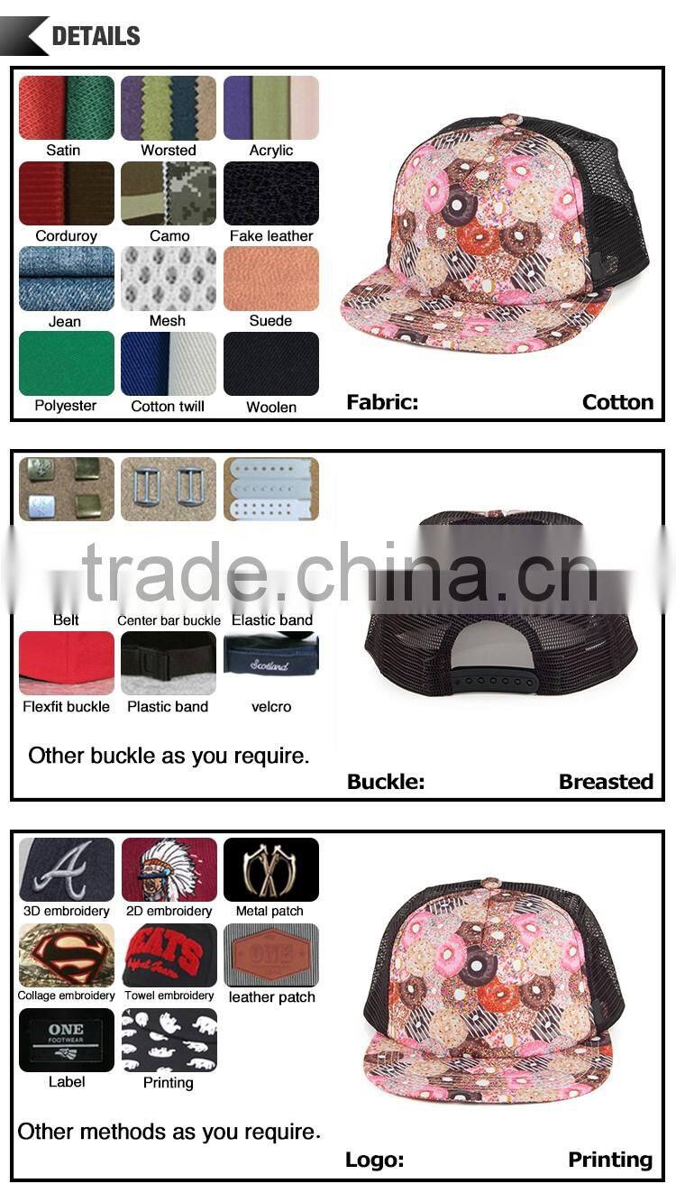 Best selling colorful trucker mesh cap with custom printed pattern