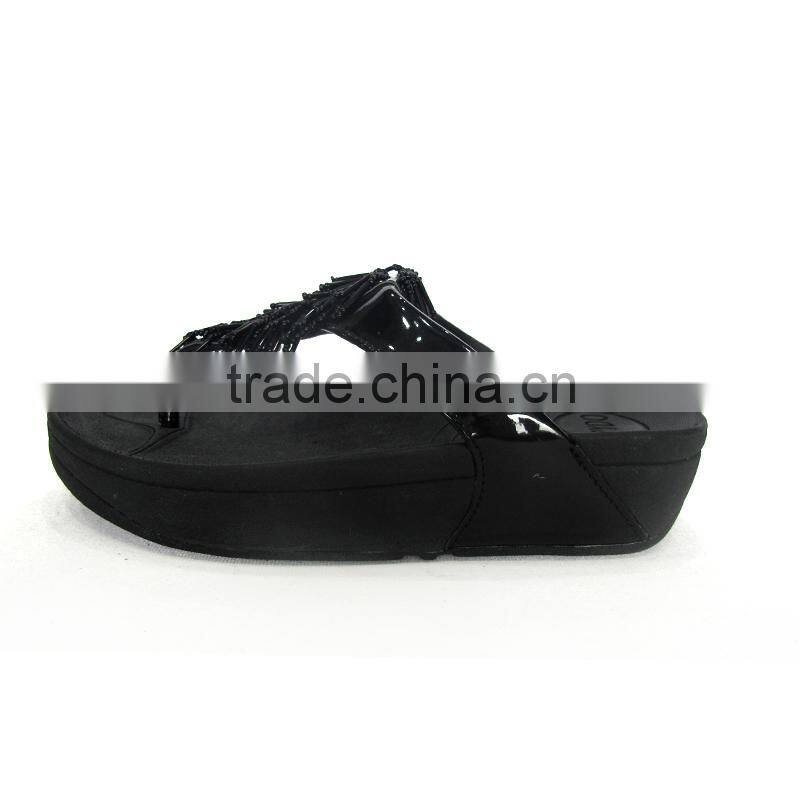 eva wedge heel flip flops with gem decoration