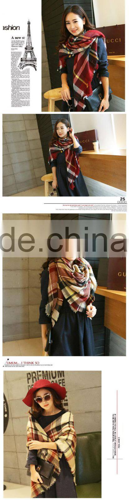 Wholesale Square Cashmere Plaid Blanket Scarf