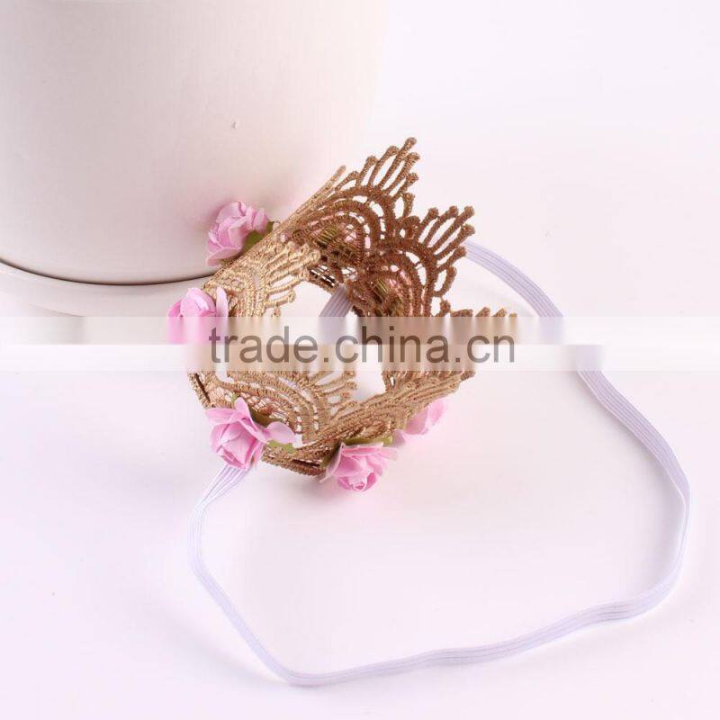 Hot-sales kids large crown Headband colorful crown flower headband wh-1795