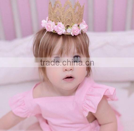 Hot-sales kids large crown Headband colorful crown flower headband wh-1795