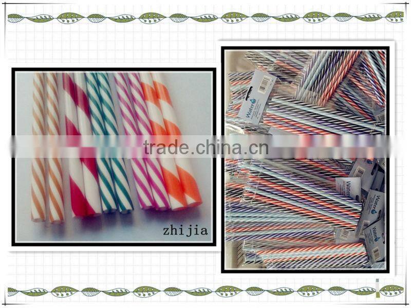 Hard plastic striped drinking straw