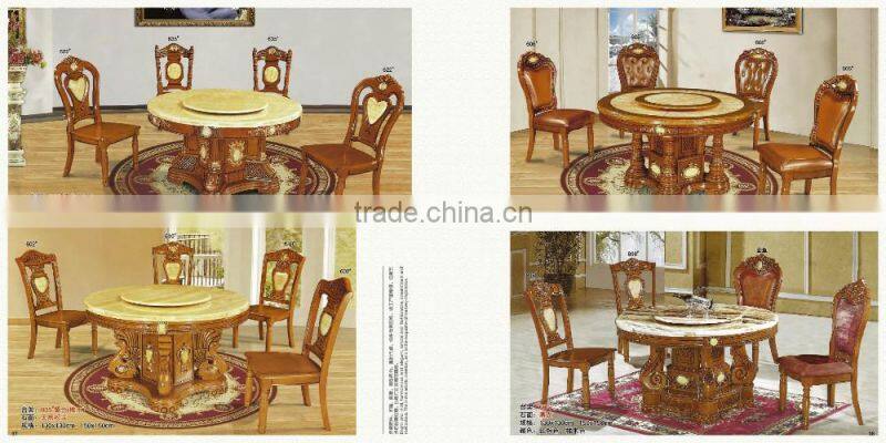 Marble top tea table set with wood side