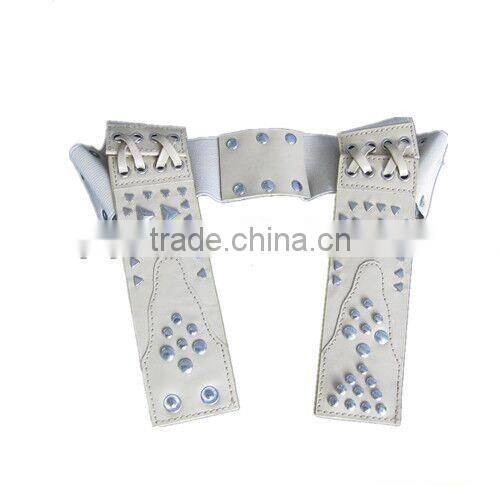 Ladies White Fashion Wide Stretch Sequin Beaded Belt