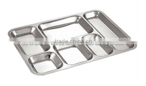 Stainless Steel 5 compartments mess tray/lunch tray