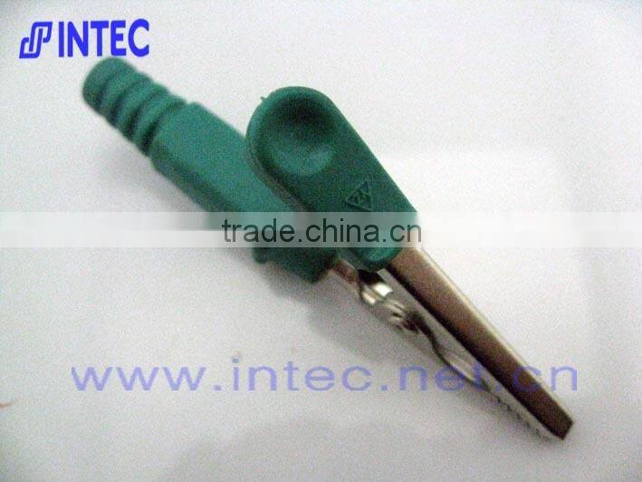 Jumper Wires Alligator Crocodile Roach Test Clip Plastic Handles Crocodile clips 55mm green color I00154