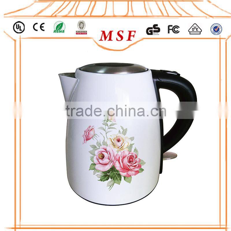 1.7L New Flower Beautiful Painting Stainless Steel Electric Kettle