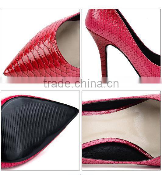 2015 fashion ladies snake pattern high heel shoes for woman