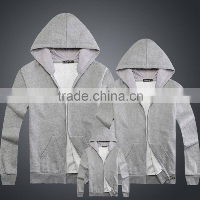 Wholesale plain fashion custom sports wear zip up hoddies for men lovers parent child clothes