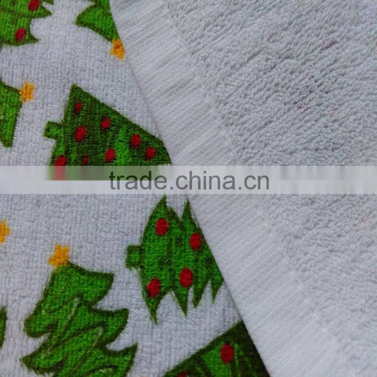 china supply 16S 100 cotton velour pigment printing kitchen towel christmas
