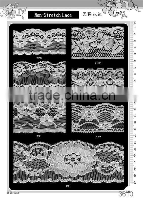 nylon jacquard lace, knitted non elastic lace trim
