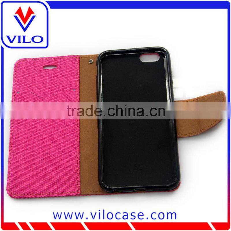 Mecury Goospery Dual Color Cross Pattern Magnetic Wallet Side Flip TPU +PU Leather Case for iPhone6s With Stand