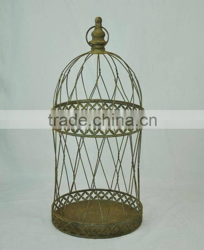 14A389MCE Rustic gold metal wire bird cages, cage for plants stand