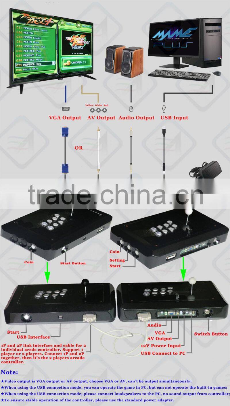 Pandora Box 4 Jamma 645 Games Board 2 Player Individual Arcade Joystick Controller Kits Suitable for LCD TV PC Games