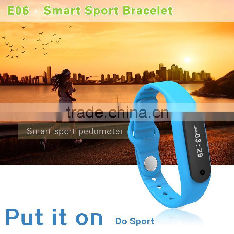 2015 Touch Screen Smart Band Wristband E06 Bracelet Fitness Wearable Tracker Waterproof IP67 Bluetooth Watch for Android 4.4