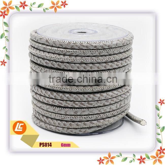 Silver 6mm real customized snakeskin leather cord for fashion bracelets