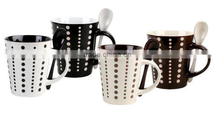 12oz ceramic coffee mug with spoon